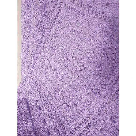 Hooked on Sunshine "For..." Lavender Purple Acrylic Blend Baby Blanket~43.5" - Picture 3 of 12